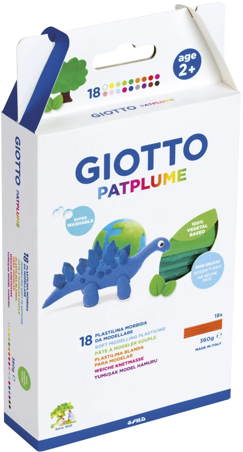 312968 Πλαστελίνη GIOTTO PATPLUME 10 Κλασικά + 8 fluo χρώματα x 20 γρ.