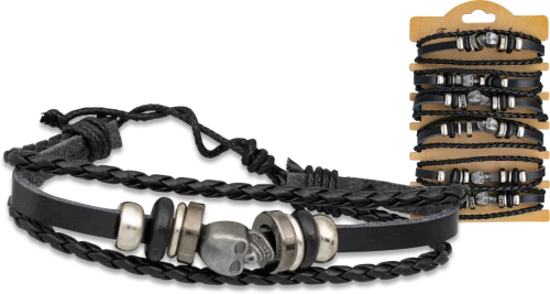 Βραχιόλι Δερματίνης SKULL Albainox Κωδ. 16210