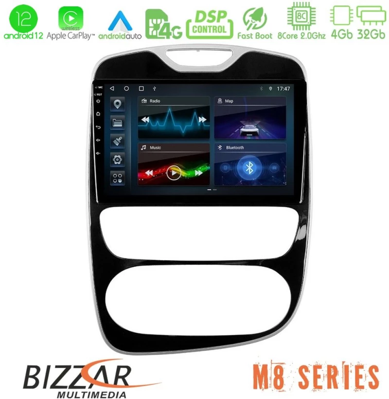 Bizzar m8 Series Renault Clio 2016-2019 8core Android12 4+32gb Navigation Multimedia Tablet 10" u-m8-Rn782