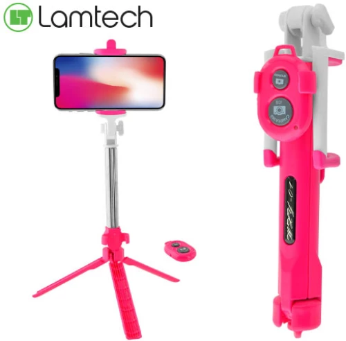 LAMTECH 2in1 TRIPOD & SELFIE STICK ROSE RED