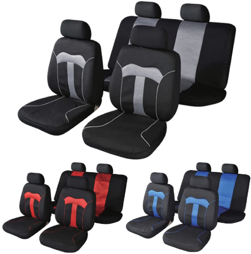 Autoline  Καλύμματα ΣΕΤ Universal με Αποσπώμενο Κεφαλάρι (PolyMesh) THOR 10 τμχ - ΜΑΥΡΟ/ΚΟΚΚΙΝΟ