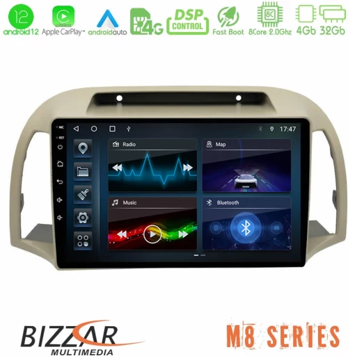 Bizzar m8 Series Nissan Micra k12 2002-2010 8core Android13 4+32gb Navigation Multimedia Tablet 9 u-m8-Ns0012