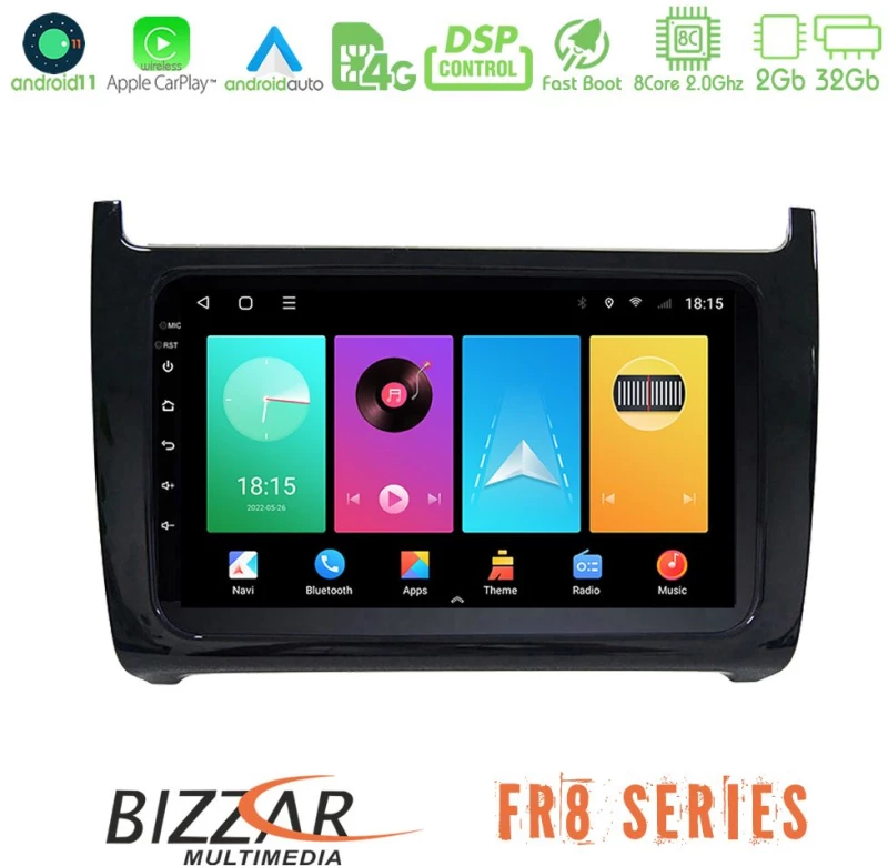 Bizzar fr8 Series vw Polo 8core Android13 2+32gb Navigation Multimedia Tablet 9 u-fr8-Vw6901bl
