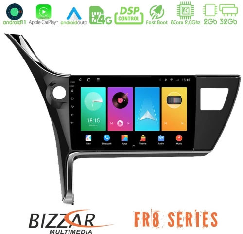 Bizzar fr8 Series Toyota Corolla 2017-2018 8core Android13 2+32gb Navigation Multimedia Tablet 10 u-fr8-Ty0158