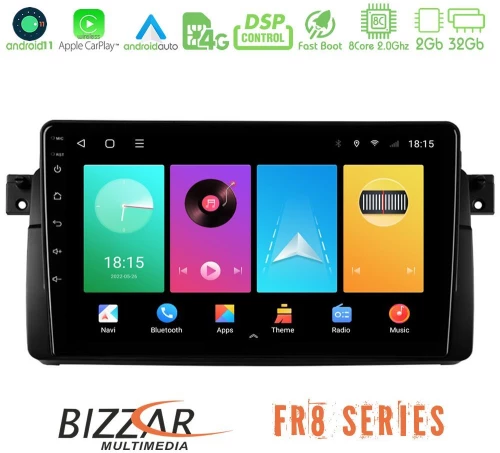 Bizzar fr8 Series bmw e46 8core Android13 2+32gb Navigation Multimedia 9 u-fr8-Bm0603