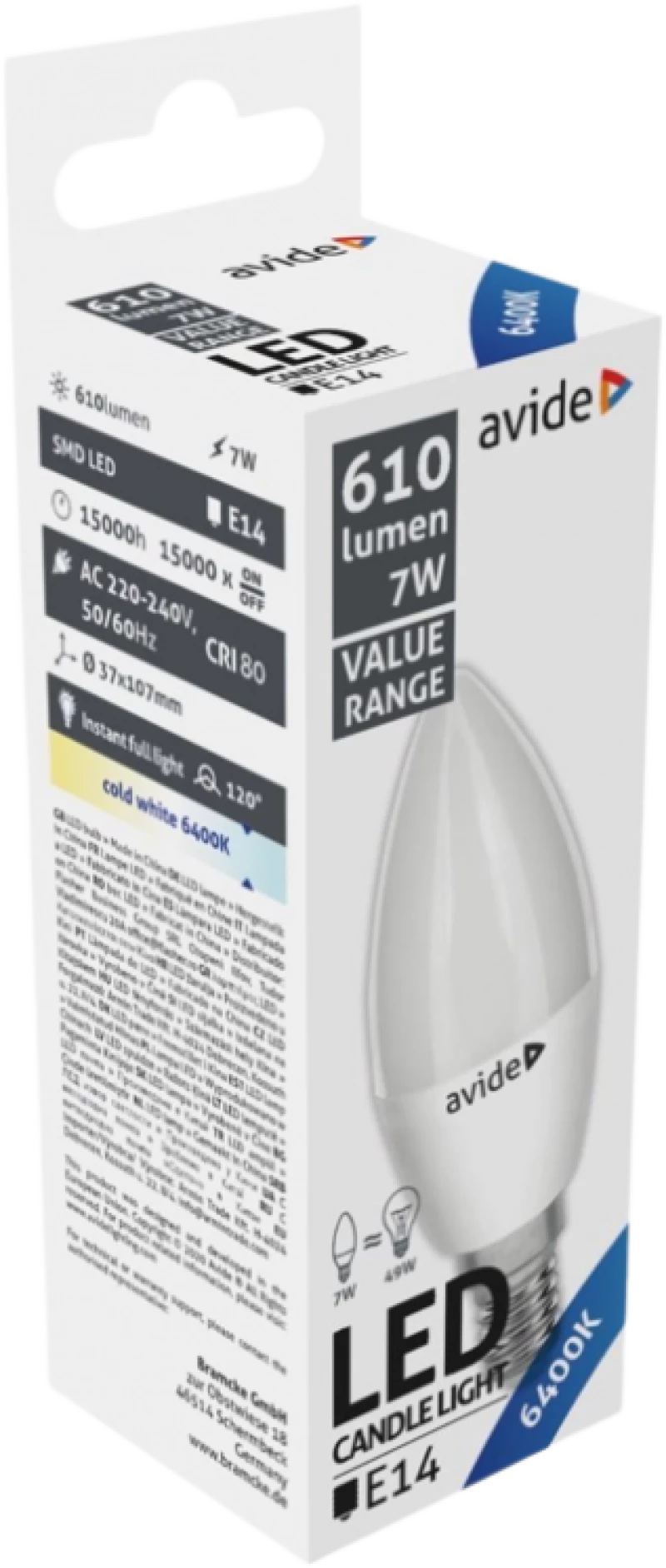 jager ΛΑΜΠΑ LED AVIDE 7W Ε14 6400Κ ΚΕΡΑΚΙ (AV-920801)