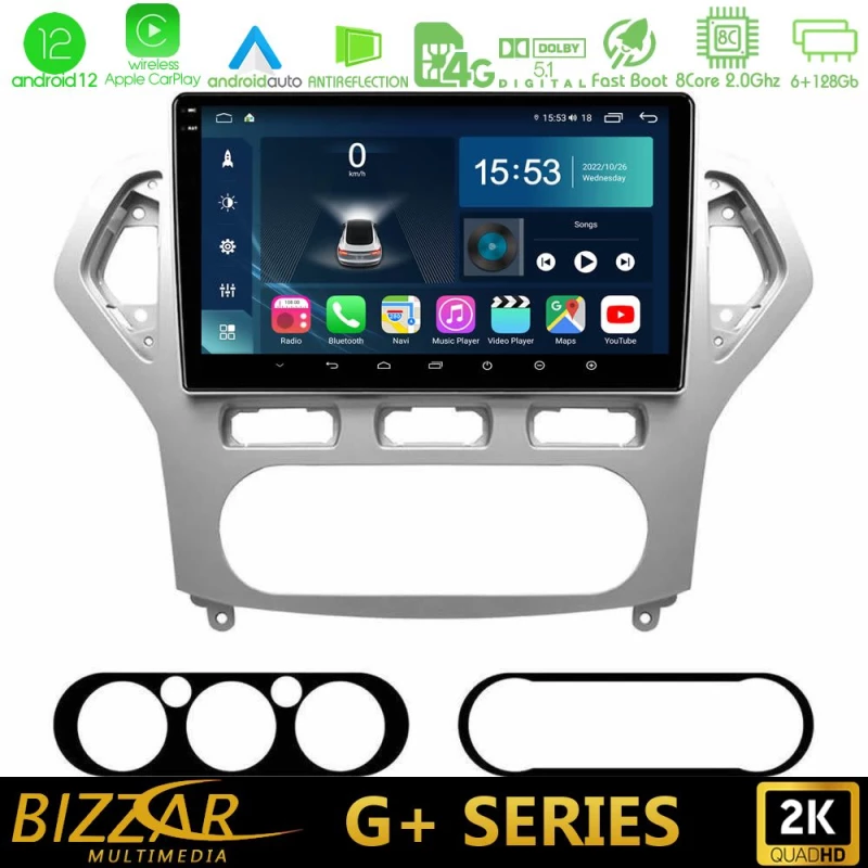Bizzar g+ Series Ford Mondeo 2007-2010 Auto a/c 8core Android12 6+128gb Navigation Multimedia Tablet 9 u-g-Fd0919a