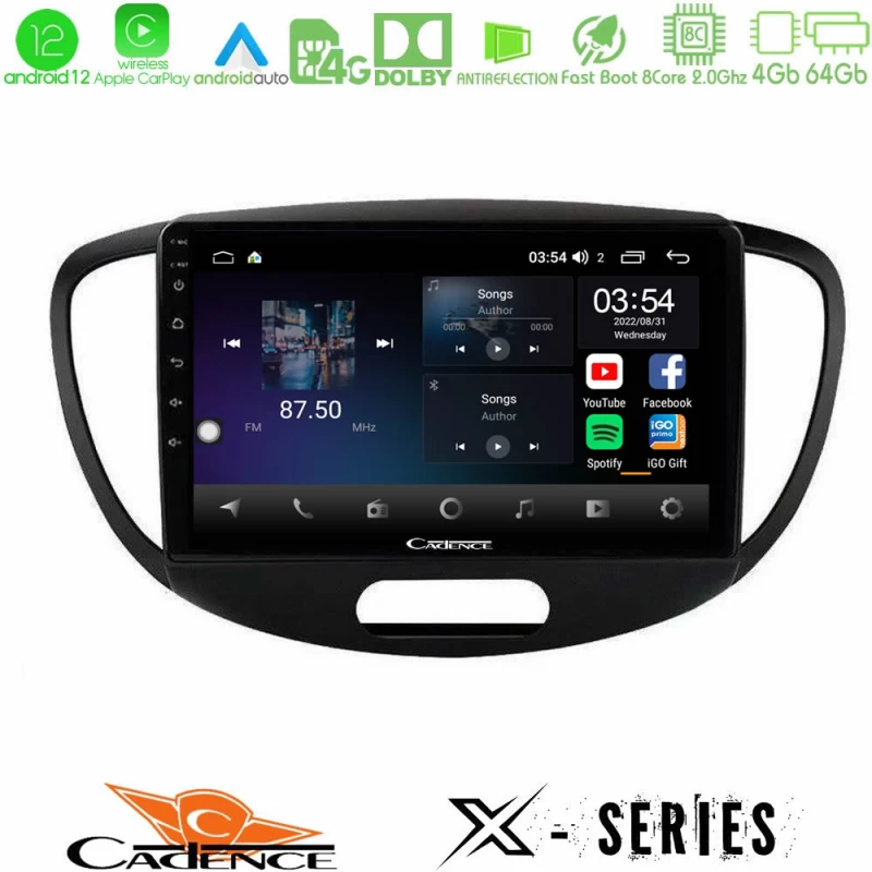 Cadence x Series Hyundai i10 2008-2014 8core Android12 4+64gb Navigation Multimedia Tablet 9 u-x-Hy0551