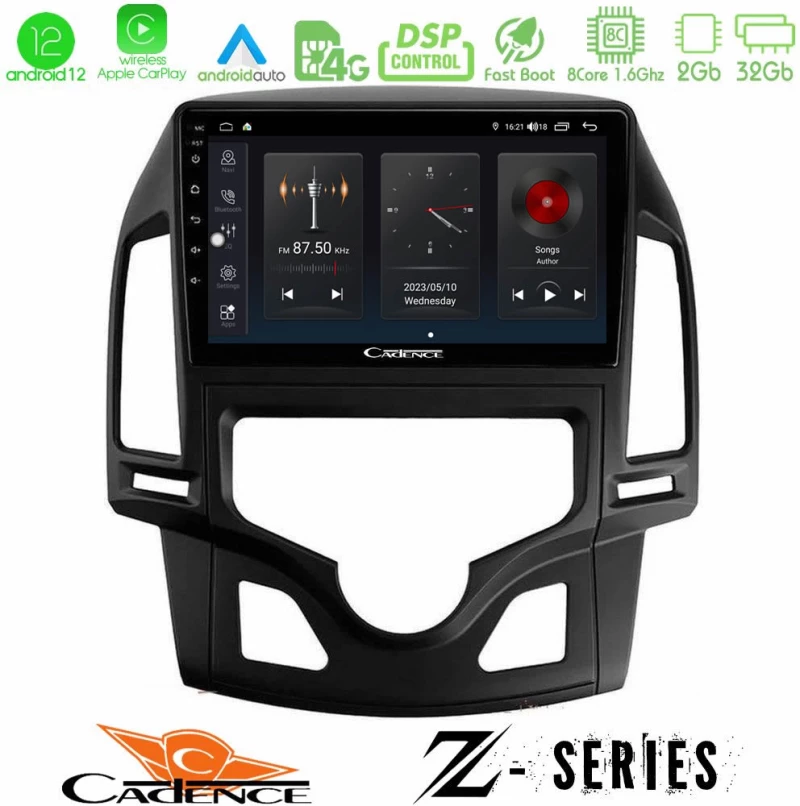 Cadence z Series Hyundai i30 2007-2012 Auto a/c 8core Android12 2+32gb Navigation Multimedia Tablet 9 u-z-Hy0800