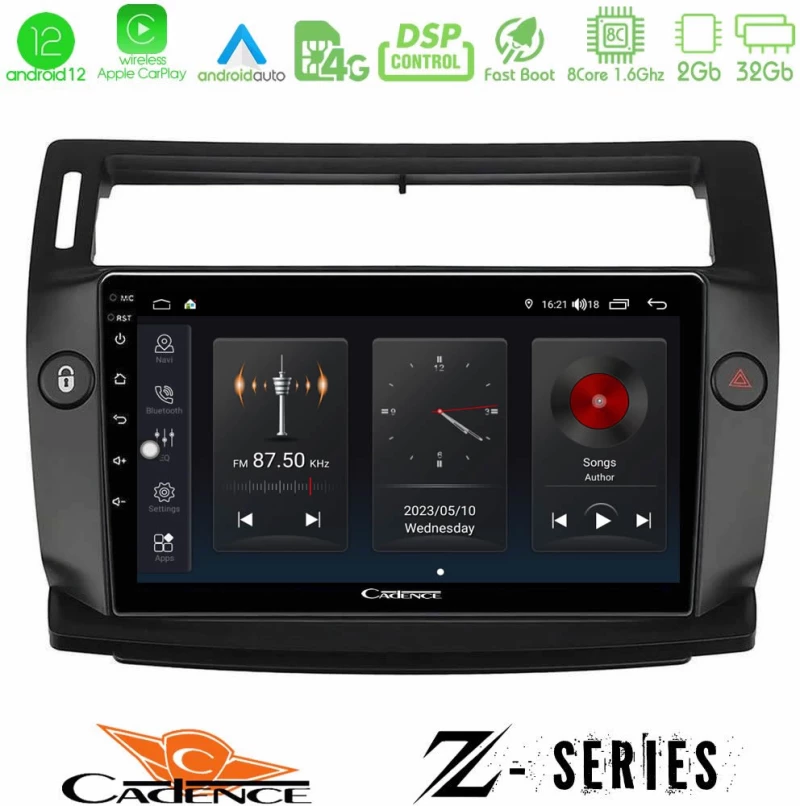 Cadence z Series Citroen c4 2004-2010 8core Android12 2+32gb Navigation Multimedia Tablet 9 (Μαύρο Χρώμα) u-z-Ct0812b
