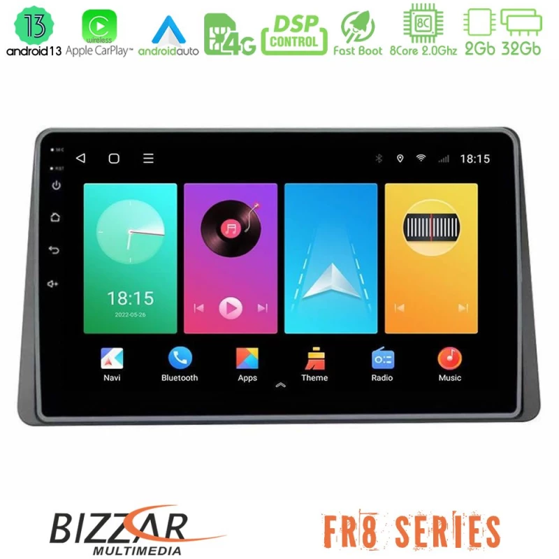 Bizzar fr8 Series Dacia Duster 2019-&Gt; 8core Android13 2+32gb Navigation Multimedia Tablet 9 u-fr8-Dc0628