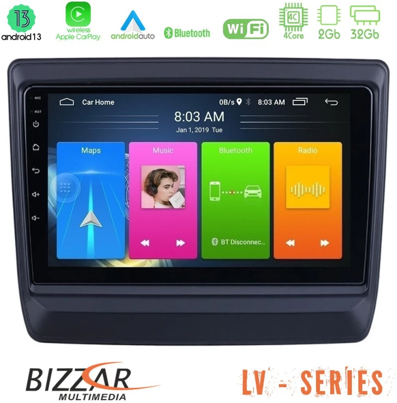 Bizzar lv Series Isuzu d-max 2020-2023 4core Android 13 2+32gb Navigation Multimedia Tablet 9 u-lv-Iz715