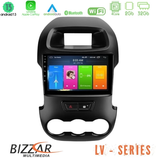 Bizzar lv Series Ford Ranger 2012-2016 4core Android 13 2+32gb Navigation Multimedia Tablet 9 u-lv-Fd0591