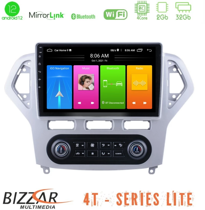 Bizzar 4t Series Ford Mondeo 2007-2011 (Auto A/c) 4core Android12 2+32gb Navigation Multimedia Tablet 9 u-lvb-Fd0919ac