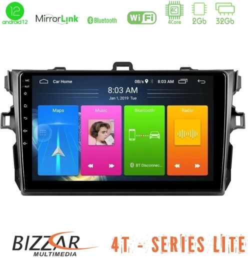 Bizzar 4t Series Toyota Corolla 2007-2012 4core Android12 2+32gb Navigation Multimedia Tablet 9 u-lvb-Ty0502
