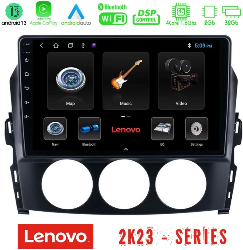 Lenovo car pad Mazda mx-5 2005-2015 4core Android 13 2+32gb Navigation Multimedia Tablet 9 u-len-Mz049n