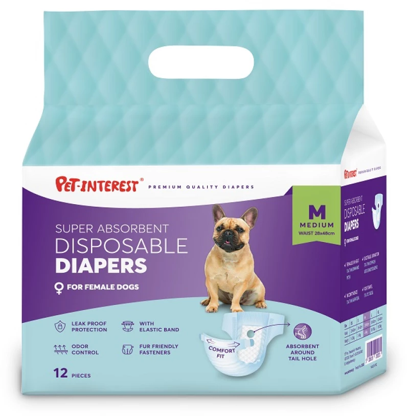 Pet Interest Απορροφητικές Πάνες Βρακάκια M 12τμχ 28-48cm