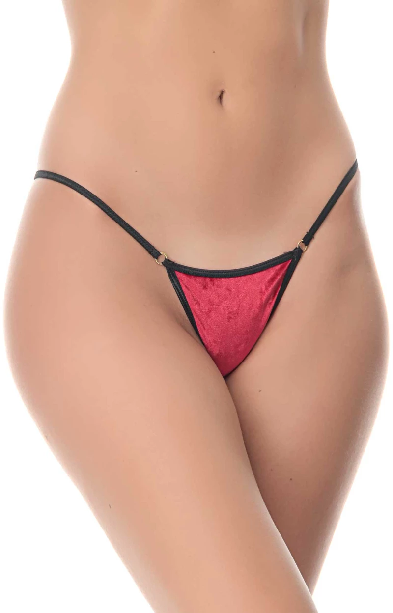 Milena G-String Σλιπ Βελούδινο Γυναικείο Εσώρουχο - Κόκκινο