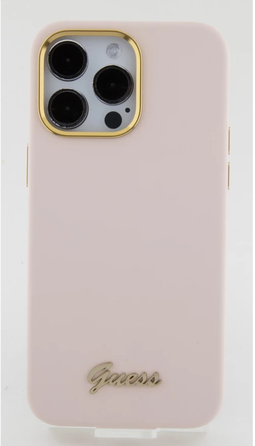 Guess “Vintage Script Gold Logo Collection” Σκληρή Θήκη προστασίας από σιλικόνη – Apple iPhone 15 Pro (Ροζ  – GUHCP15LSMBSLP)