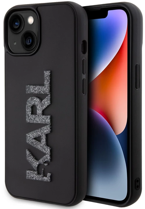 Karl Lagerfeld “Karl 3D Logo Glitter Cover” Hard Case Θήκη προστασίας από σιλικόνη – iPhone 15 (Glitter / Black – KLHCP15S3DMBKC
