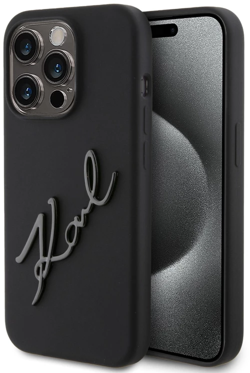 Karl Lagerfeld "Karl Script Logo" Hard Case Θήκη προστασίας από σιλικόνη – iPhone 15 Pro Max (Black – KLHCP15XSKSBMCK)