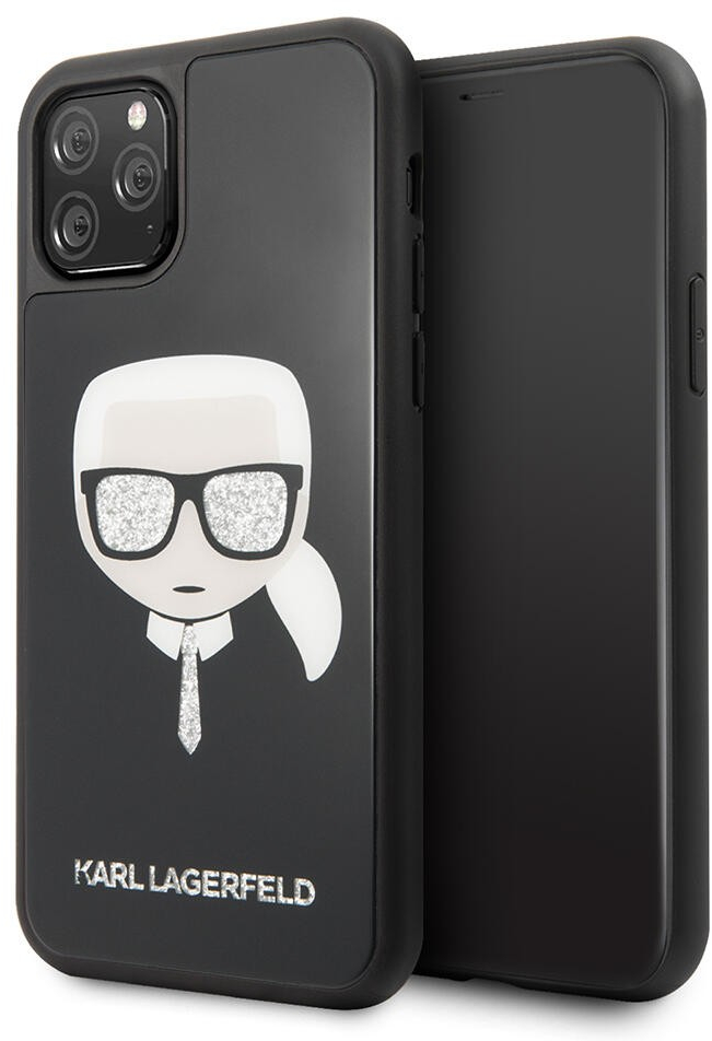 Karl Lagerfeld Double Layer Glitter Hard Case Karl's Head Θήκη προστασίας από σιλικόνη – Apple iPhone 11 Pro (Μαύρο)