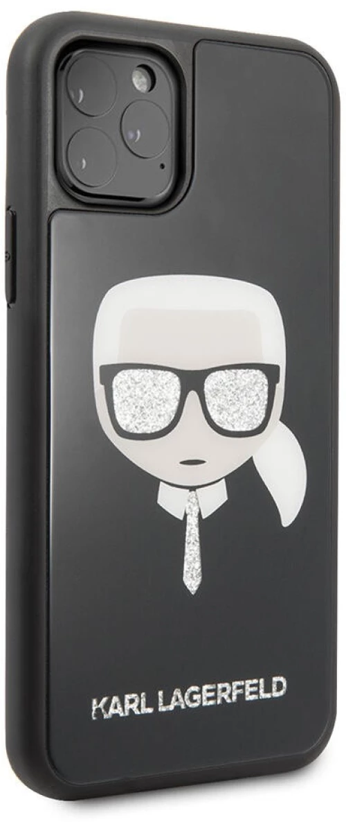 Karl Lagerfeld Double Layer Glitter Hard Case Karl's Head Θήκη προστασίας από σιλικόνη – Apple iPhone 11 Pro (Μαύρο)