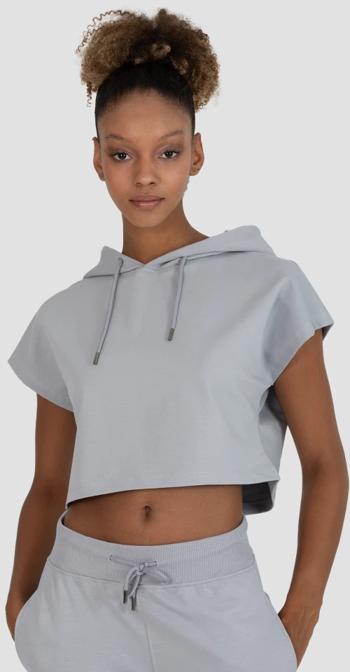 Γυναικείο Αθλητικό Φούτερ Κοντό Oversized Γκρι