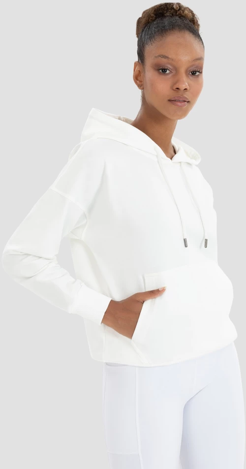 Γυναικείο Αθλητικό Φούτερ Oversized Pocket Κρεμ
