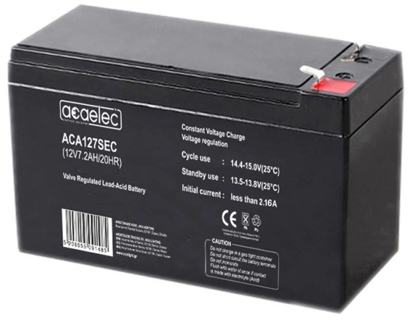 ΜΠΑΤΑΡΙΑ AGM VRLA 12V 7.2AH/20HR (F1 τερματικό) ACA ACA127SEC