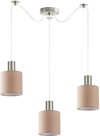 SE21-NM-4-NM3-SH3 ADEPT TUBE Nickel Matt Pendant Brown Fabric Shade+ HOMELIGHTING 77-8430