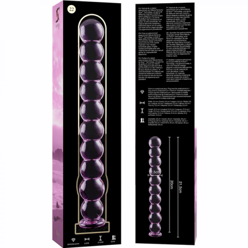 NEBULA SERIES BY IBIZA - MODEL 22 DILDO BOROSILICATE GLASS 21.5 X 2.5 CM PINK