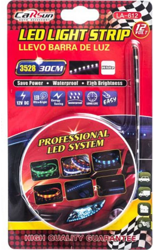 Ταινία Αυτοκινήτου Led 30cm Flex Strip , με Κόκκινο Φως, 12V, IP65 Αδιάβροχη, LA-612 Carsun