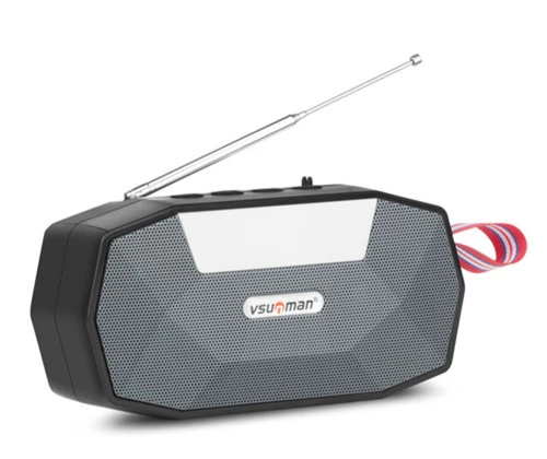 Φορητό Ραδιόφωνο ηχείο Bluetooth FM με Ηλιακό Πάνελ και LED Φακό VNN-096 σε Ασημί Χρώμα