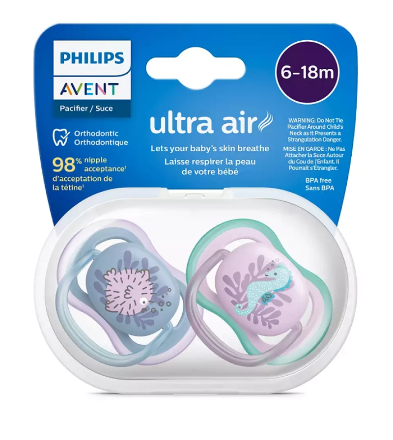 Philips Avent Πιπίλα Ultra Air, 6-18 μηνών+, Ψάρι/Ιππόκαμπος (2 τεμάχια)