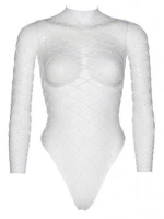 Turtleneck fishnet teddy white