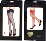 Black Fishnets Thigh High Stockings Silicone Lace Top Stay Up Sheer Hosiery