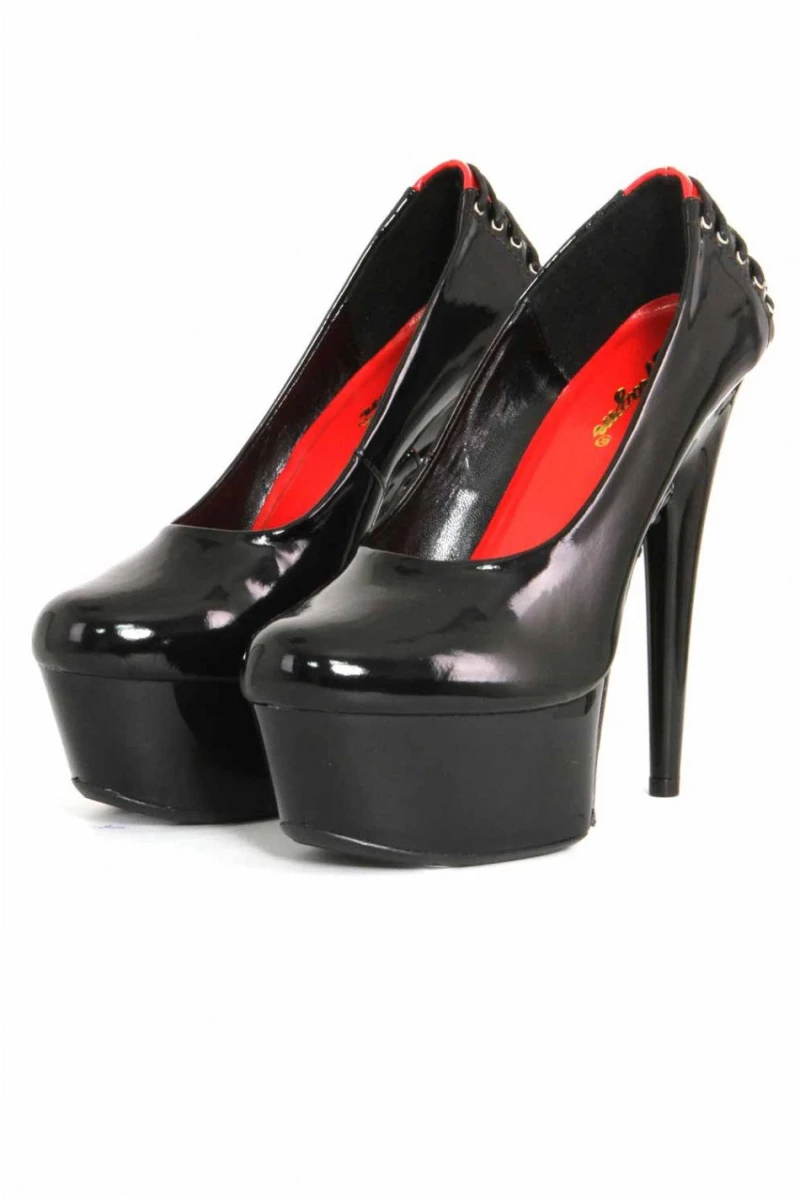 Black patent pump stilettos