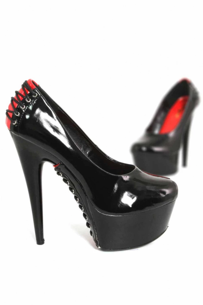 Black patent pump stilettos