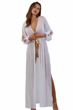 Long fine mesh negligee White