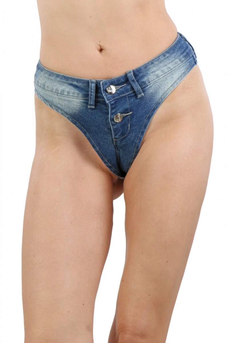 High cut denim shorts