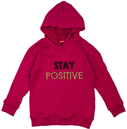 Μπλούζα φούτερ "Stay positive" φούξια (Φούξια)