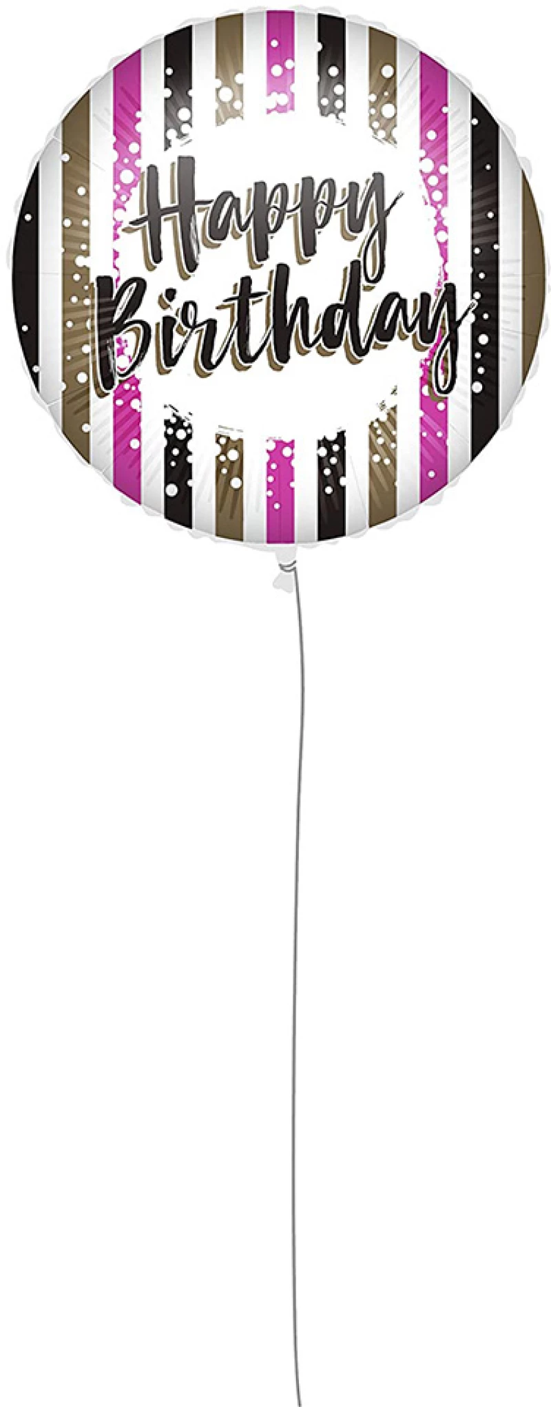 ΜΠΑΛΟΝΙ HAPPY BIRTHDAY PINK-GOLD STRIPES FOIL 46 cm (#92430)