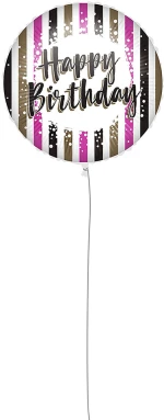 ΜΠΑΛΟΝΙ HAPPY BIRTHDAY PINK-GOLD STRIPES FOIL 46 cm (#92430)