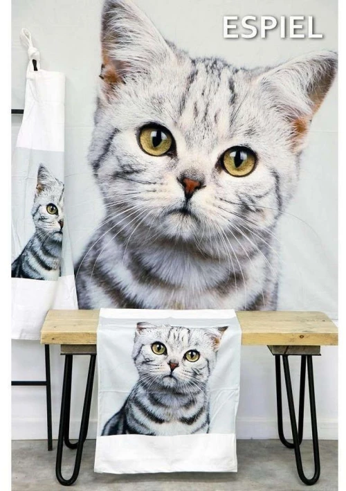 Τραπεζομάντηλο Γάτα HEM226 Γκρι Espiel 120X120 Πολυέστερ