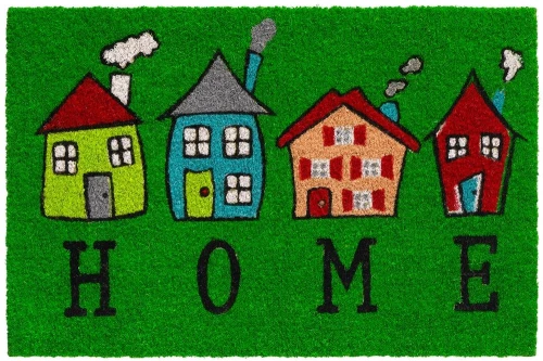 Πατάκι Εισόδου Ruco Print 727 Home 4 Houses 40X60cm Green Sdim 40Χ60