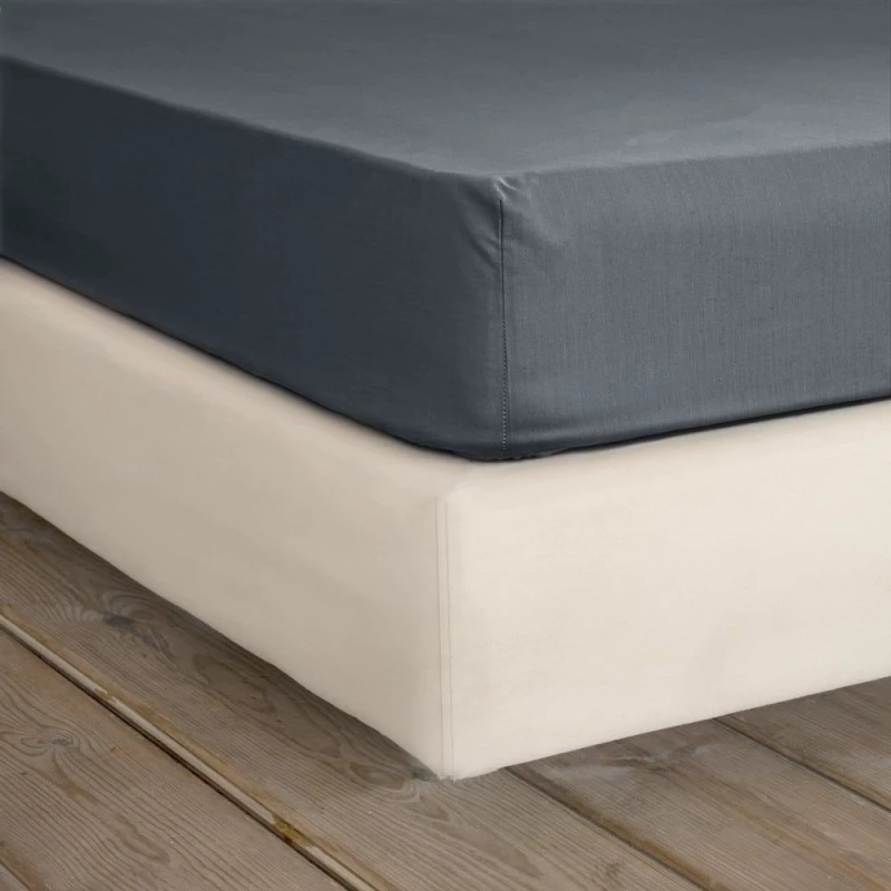 Σεντόνι Unicolors Με Λάστιχο Midnight Grey Nima King Size 185x240cm 100% Βαμβάκι