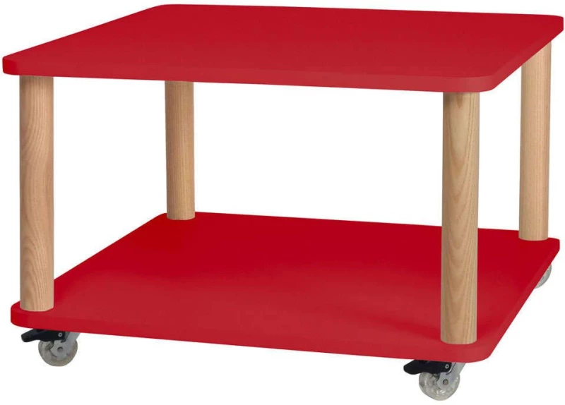 Τραπεζάκι Βοηθητικό Τροχήλατο Ashme ASHMEROLLST12 64x64x42,5cm Red