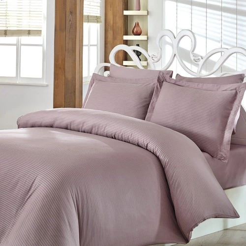 Σεντόνια Next 3194 Satin Stripe (Σετ 4τμχ) Mauve Nexttoo Υπέρδιπλο 240x260cm 100% Βαμβάκι