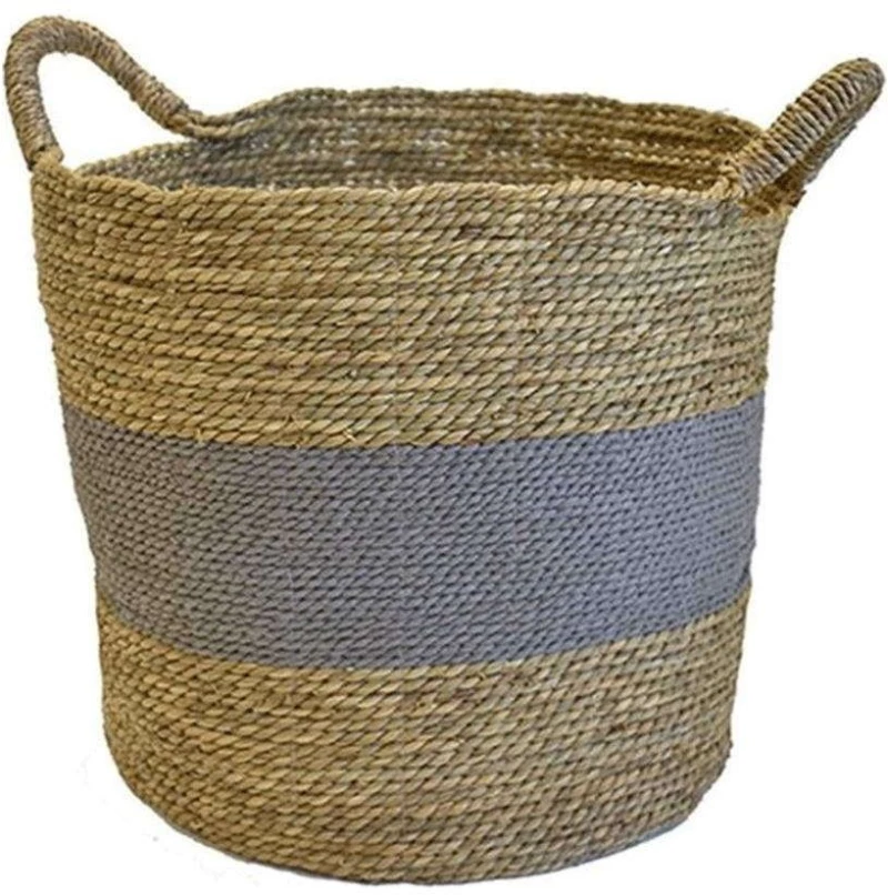 Καλάθι Διακοσμητικό Ψάθινο 00.06.67170 45x45cm Natural-Grey Ψάθα